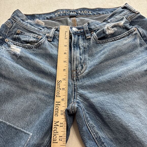 AMERICAN EAGLE Blue Distressed Strigid 90s Straight Leg‎ Jeans Sz 4 - Picture 8 of 12
